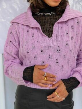 NWT Find Me Now Women’s Sweater Knit Top Pullover Purple Size L